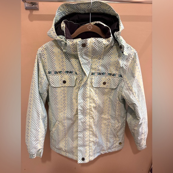 Burton Youth Girls Hooded Snowboard Ski Jacket Sherpa Lined Mint Green Large - Picture 1 of 16